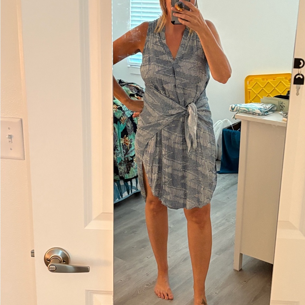 Blue Patterned wrap dress